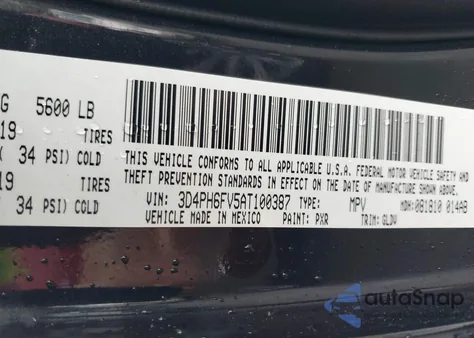 2010 Dodge Journey R/T z USA, uszkodzony, nr VIN 3D4PH6FV5AT100387